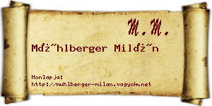 Mühlberger Milán névjegykártya